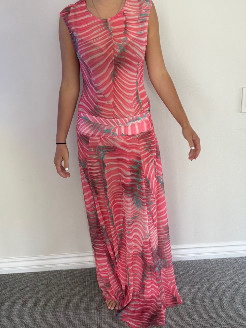 2 piece bathing suit, cover-up see-through